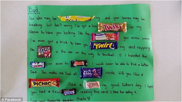 is greatest delicious father s day card australian daughter writes eleven different chocolate bars hilarious note dad
