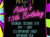 13th Birthday Invitations Boy Neon 13th Birthday Invitation Glow Party Invitation Any