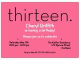 13th Birthday Party Invitation Wording Thirteen Pink 13th Birthday Invitations Paperstyle