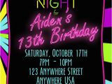 13th Birthday Party Invitations for Boys Neon 13th Birthday Invitation Glow Party Invitation Any