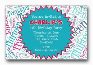 13th Birthday Party Invitations for Boys Personalised Boys Girls Teenager 13th Birthday Party