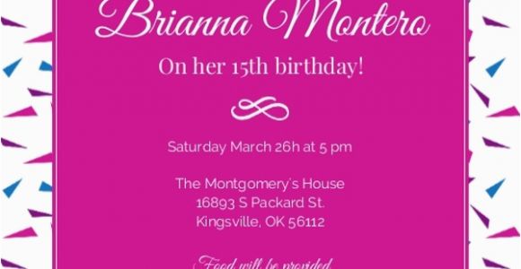 15th Birthday Invitation Wording Hot Pink 15th Birthday Invitation Birthday Party