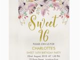 16th Birthday Party Invites Floral Calligraphy Boho 16th Birthday Invitation Zazzle Com