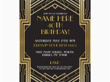 1920s Birthday Party Invitations 1920 39 S Art Deco Birthday Invite Gatsby Party Gold Zazzle Com
