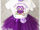 1st Birthday Girl Outfits Tutu Purple Owl Look who 39 S Baby Girl 1st First Birthday Tutu