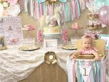 1st Birthday Party Decorations for Baby Girl A Pink Gold Carousel 1st Birthday Party Party Ideas
