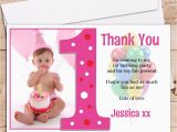 1st Birthday Photo Thank You Cards 10 Personalised Girls 1st First Birthday Thank You Photo