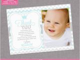 1st Birthday Photo Thank You Cards Prince Birthday Thank You Card 1st Boy First by