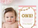 1st Birthday Thank You Card Messages 1st Birthday Thank You Card 1st Birthday Thank You Note Pink