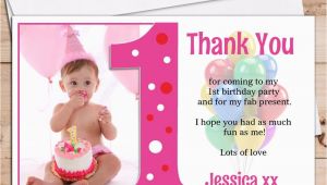 1st Birthday Thank You Photo Cards 10 Personalised Girls 1st First Birthday Thank You Photo