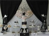 21st Birthday Decorations Black and Silver events by Nat Runway Catwalk Black White Dessert Table