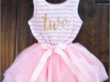 2nd Birthday Dresses for Girls Birthday Outfit with Gold Letters and Pink Tutu by