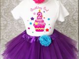 2nd Birthday Dresses Purple Rainbow Cupcake Pink 2nd Second Birthday Shirt Tutu