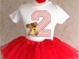 2nd Birthday Girl Outfits Puppy Dog Cute Red Girl 2nd Second Birthday Shirt Tutu