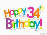 34th Birthday Card Quot Happy 34th Birthday Vector Card Quot Stock Image and Royalty