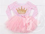 3rd Birthday Dresses Third Birthday Outfit Third Birthday Dress Pink and Gold