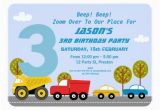 3rd Birthday Invitation Wording Boy Boys Transport 3rd Birthday Party Invitation Zazzle