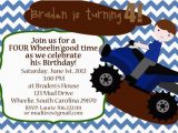 4 Wheeler Birthday Invitations Items Similar to Four Wheeler Birthday Party Invitations