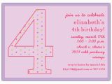 4th Birthday Invitation Cards 4th Birthday Girl Dots Invitations Paperstyle