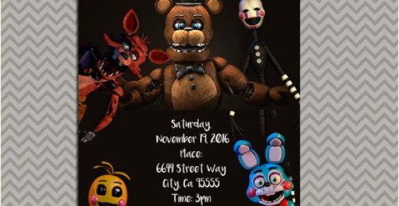 5 Nights at Freddy S Birthday Invitations Five Nights at Freddy 39 S Party Personalized Party