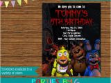 5 Nights at Freddy S Birthday Invitations Five Nights Freddy Birthday Party Invitations Personalized