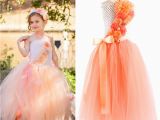 5 Year Old Birthday Girl Dress Girls Dress Kids Cloth orange Crochet Long Flower Tutu