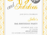 50 Birthday Invitation Templates Fifty and Fabulous 50th Birthday Invitation Wedding