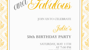 50th Birthday Invitations Free Download Fifty and Fabulous 50th Birthday Invitation Wedding