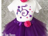 5th Birthday Girl Tutu Outfits Purple Pink Unicorn Girl 5th Fifth Birthday Tutu Outfit