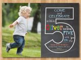 5th Birthday Invitation Wording Boy Chalkboard 5th Birthday Invitation with Picture Fifth