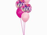 60th Birthday Flowers and Balloons Pink 60th Birthday Balloon Bouquet Party Fever