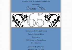 65th Birthday Invitation Wording Elegant Vine Blue 65th Birthday Milestone Invitations
