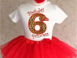 6th Birthday Girl Outfits Cheetah Print Red Princess Age 6 6th Sixth Girl Birthday