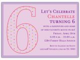 6th Birthday Party Invitation Wording 6th Birthday Girl Dots Invitations Paperstyle