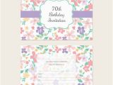 70th Birthday Flowers Delivered Ready to Write 70th Birthday Invitations Pastel Flowers
