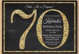 70th Birthday Invitation Card Sample 70th Birthday Invitation Gold Glitter Birthday Party