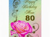 80th Birthday Cards for Mom Elegant Rose 80th Birthday Card for Mom Zazzle