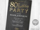 80th Birthday Invitations for A Man 80th Birthday Invitations Elegant Gold Party Invite by