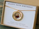 90th Birthday Gifts for Him 90th Birthday Gift for Grandma Garnet Necklace Gold Necklace