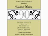 90th Birthday Invitation Wording Elegant Vine Chartreuse 90th Birthday Invitations Paperstyle