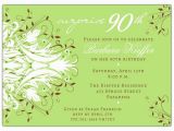 90th Birthday Invitations Wording Samples andromeda Green Surprise 90th Birthday Invitations