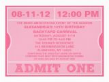 Admit One Birthday Invitations Pink Admit One Ticket Invitation Birthday Party Zazzle