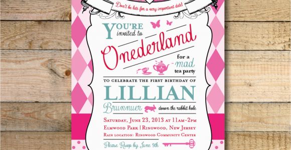 Alice In Wonderland Birthday Invites Alice In Wonderland Invitation 1st Birthday Party