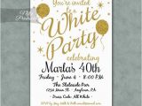All White Birthday Party Invitations White Party Invitation Printable White Gold Black Tie