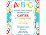 Alphabet Birthday Invitations Abc 123 Birthday Party Invitation Abc Pinterest