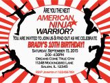 American Ninja Warrior Birthday Invitations American Ninja Warrior Invitation Sweetdesignsbyregan