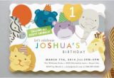 Animal Birthday Invites Modern Cute Baby Boy 1st Birthday Invitations Party Ideas