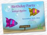 Aquarium Birthday Party Invitations Items Similar to Kids Birthday Invitations Aquarium Fish