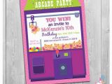 Arcade Birthday Party Invitations Arcade Invitation Printable Personalized Girls Birthday