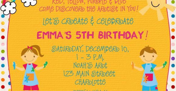 Arts and Crafts Birthday Party Invitations Arts and Crafts Birthday Party Invitations Free